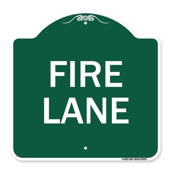 Signmission Designer Series Sign Fire Lane Supplementary, Green & White Aluminum Sign, 18" x 18", GW-1818-23991 A-DES-GW-1818-23991 - main